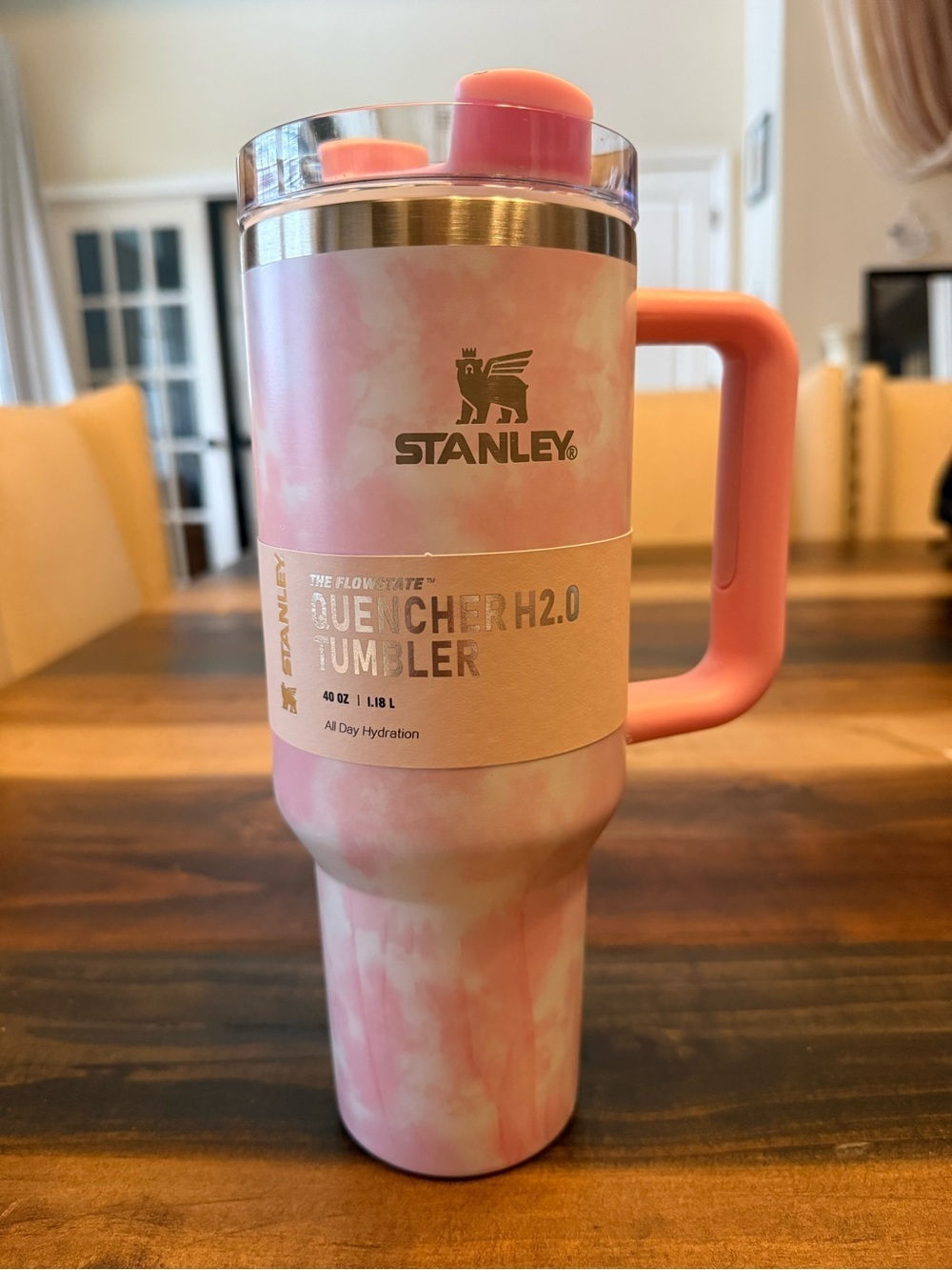 Stanley Pink Marble Insulated Tumbler with Handle